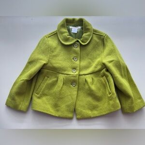 Janie and Jack green wool coat Peter Pan collar 2t-3